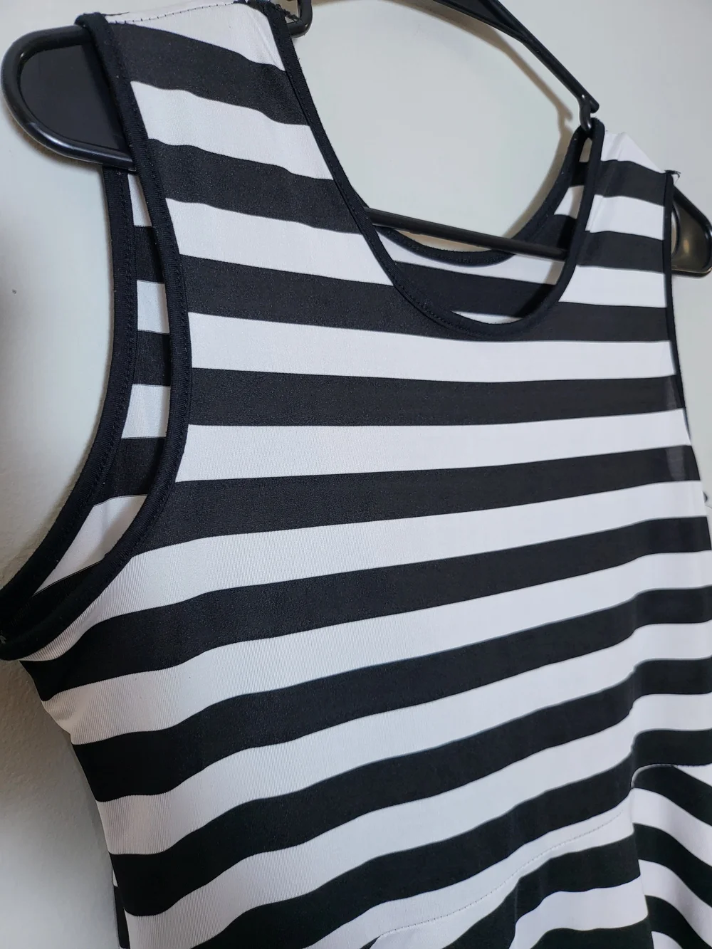 Girls' Black and White Striped Sleeveless Dress